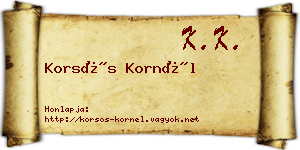 Korsós Kornél névjegykártya
