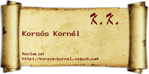 Korsós Kornél névjegykártya
